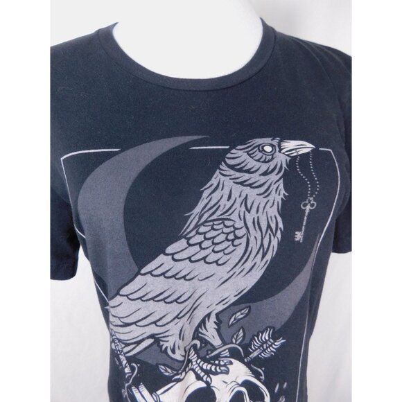 Memento Mori Crow Graphic T-Shirt Size Small Gothic - Picture 8 of 11